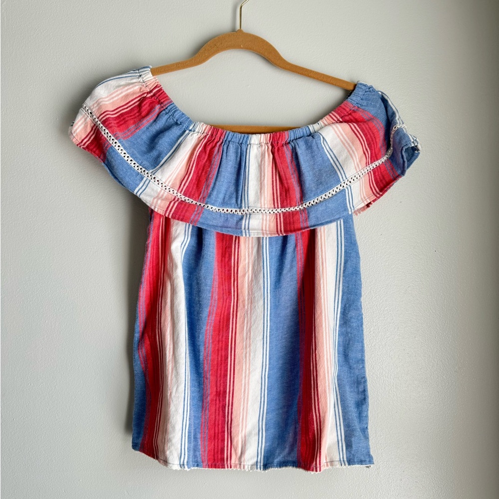 Westport Red, Blue, and White Striped Blouse